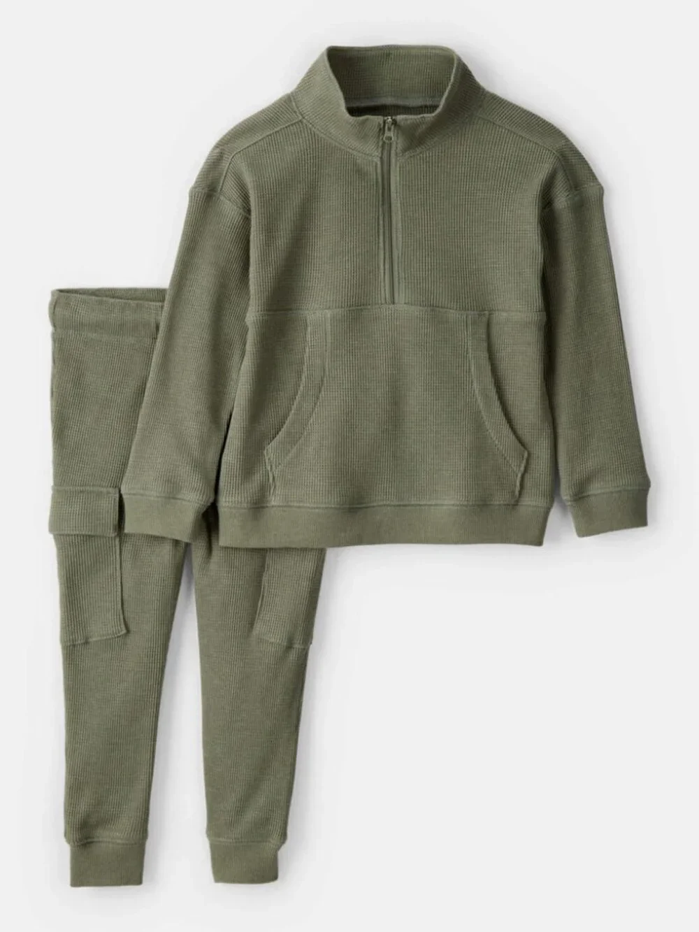 Carter's Toddler Boy Olive Waffle Knit 2-Piece Jogger Set
